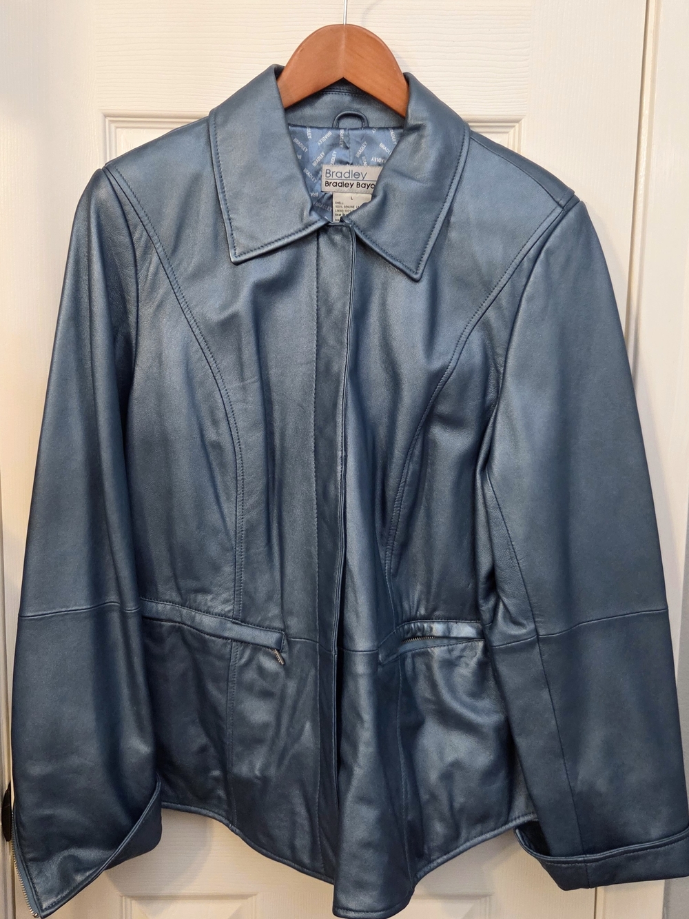 Women's Blue Leather Jacket